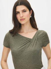Asymmetrical Neck Melange Top