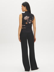 Floral Print Mesh Funnel Neck Top