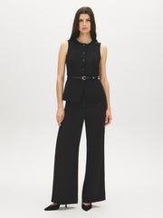 Button-Front Belted Vest