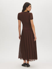 Textured Chiffon Crossover Midi Dress