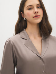 Lace Hem Satin-Like Blouse