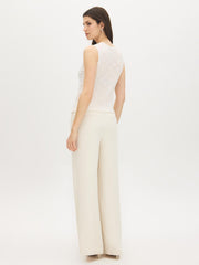 Sleeveless Bubble Lace Keyhole Tank