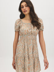 Floral Print Tiered Mini Dress