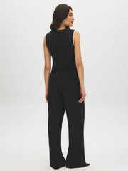 Sleeveless Mesh Insert Double Layer Top