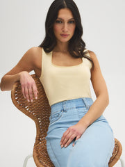 Picot-Trim Square Neck Tank Top