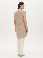 Sleeveless Ribbed Shawl Collar Vest
