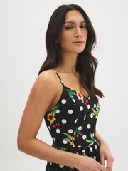 Tropical Print Cotton Midi Dress