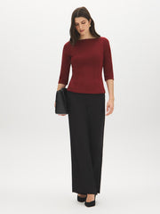 Cloud Fleece Boat Neck Fitted Top
