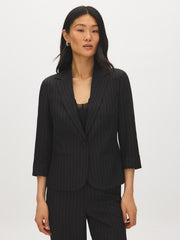 Striped One-Button Blazer