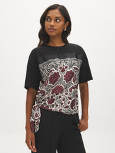 Scarf Print Short Sleeve Jersey Top