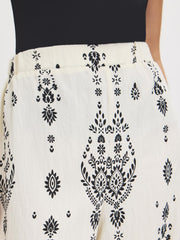 Border Print Wide-Leg Pants