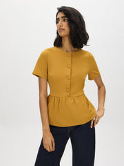 Peplum Button-Front Top
