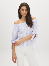 Striped Cotton Off-Shoulder Blouse