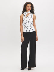 Polka Dot One-Shoulder Scarf Top