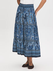 Paisley Print Tiered Maxi Skirt