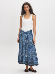 Cotton-Blend Lace Trim Corset Tank