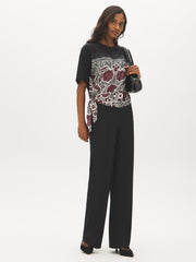 Scarf Print Short Sleeve Jersey Top