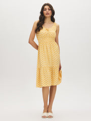 Shell Print Tiered Midi Dress