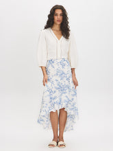Floral Ruffle High-Low Midi Skirt
