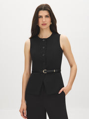 Button-Front Belted Vest