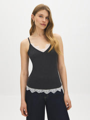 Spaghetti Strap Lace Hem Top