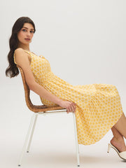 Shell Print Tiered Midi Dress