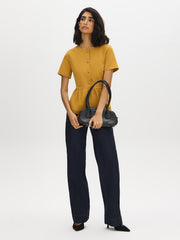 Peplum Button-Front Top