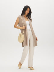 Sleeveless Ribbed Shawl Collar Vest