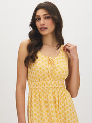 Shell Print Tiered Midi Dress