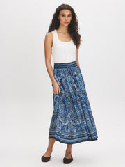 Paisley Print Tiered Maxi Skirt