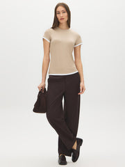 Layered Crew Neck Jersey Top