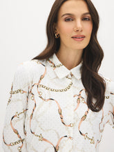 Chain Print Button-Up Blouse