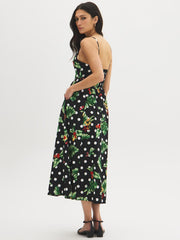 Tropical Print Cotton Midi Dress