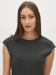 Textured Dolman Sleeve Asymmetrical Top
