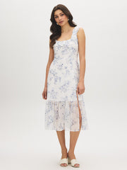 Floral Chiffon Ruffle Midi Dress