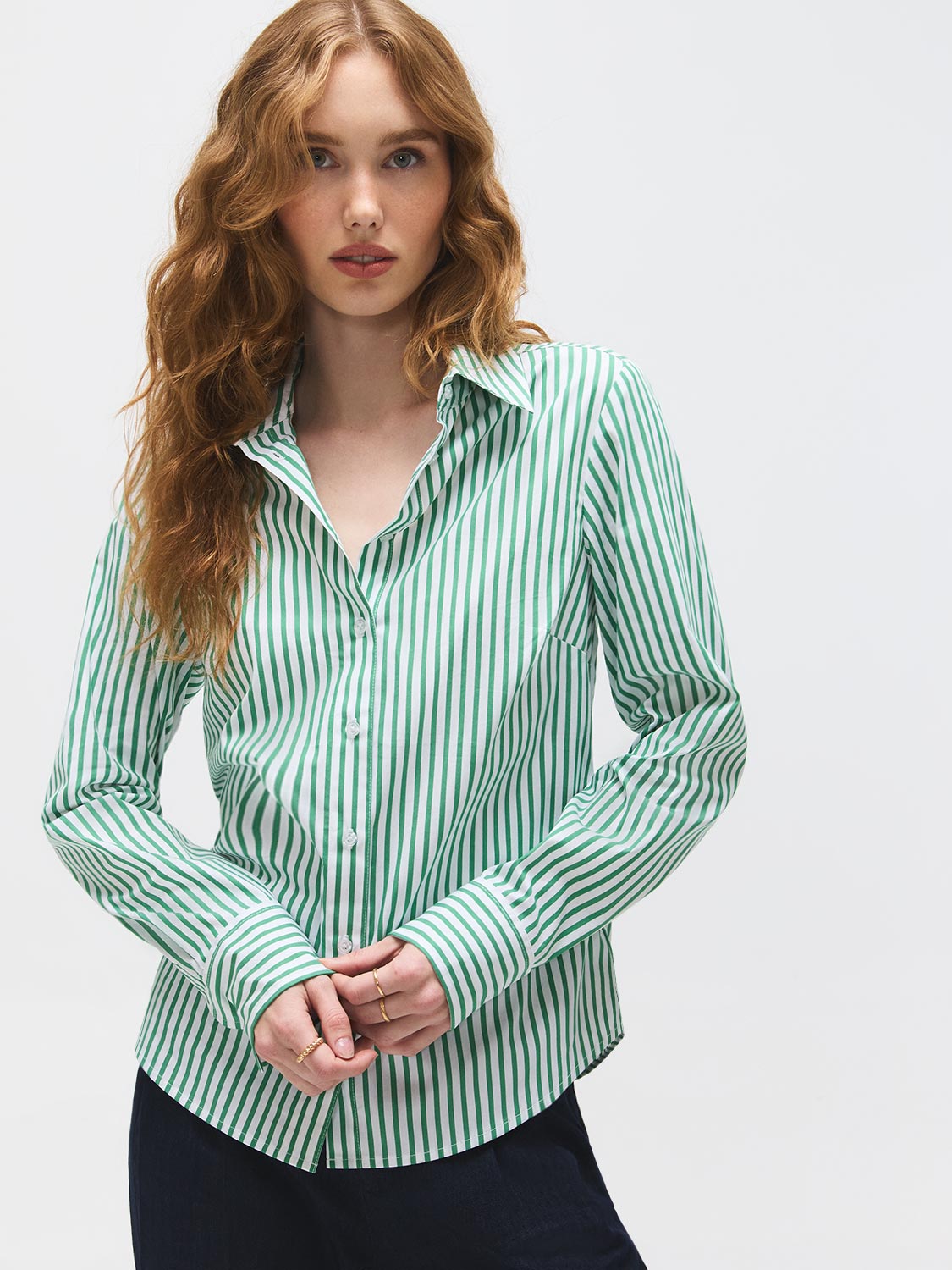 Striped Cotton-Blend Blouse