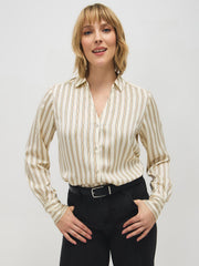 Striped Satin-Like Blouse
