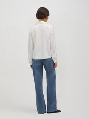Polka Dot Split Collar Satin Blouse