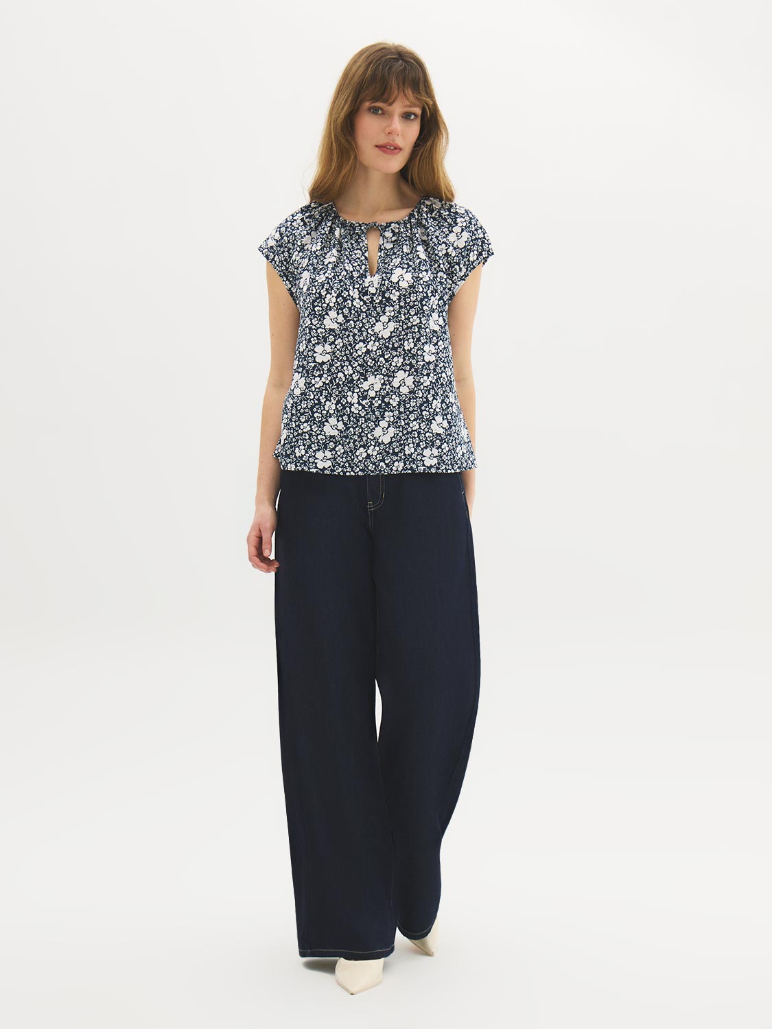 Printed Dolman Sleeve Blouse