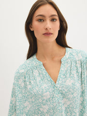 Floral Print Split Neck Blouse
