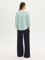 Floral Print Split Neck Blouse