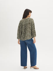 Geo Print Split-Neck Blouse
