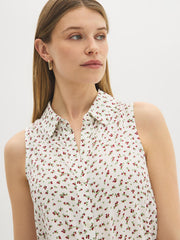 Sleeveless Strawberry Print Blouse