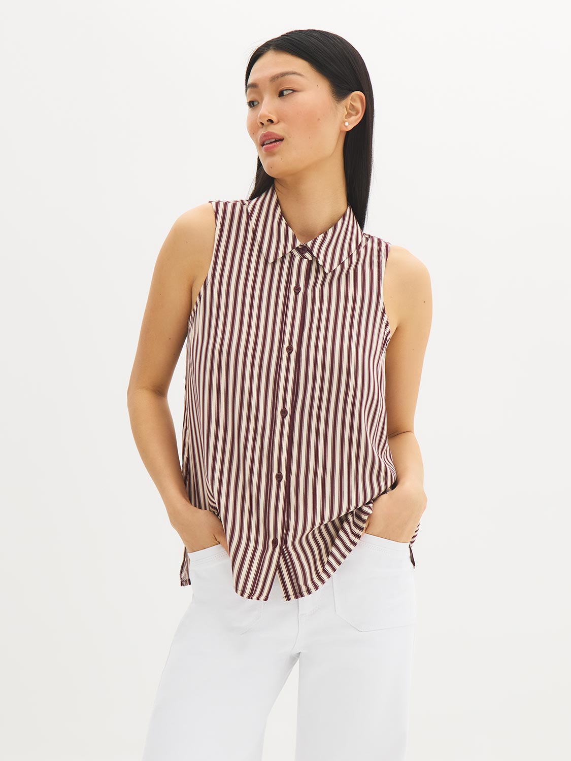 Sleeveless Striped Blouse