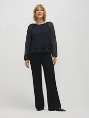 Geo Print Ruffle Hem Blouse