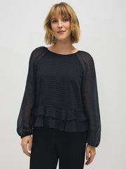 Geo Print Ruffle Hem Blouse