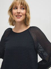 Geo Print Ruffle Hem Blouse