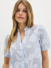 Cotton Floral Flocked Blouse