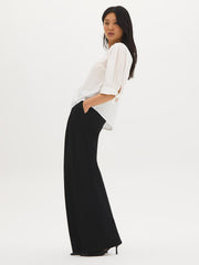 Silk-Like Tie-Cuff Blouse
