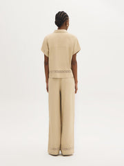 Crochet Hem Button-Front Blouse